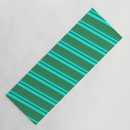 [ Thumbnail: Aqua & Sea Green Colored Striped Pattern Yoga Mat ]