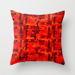 Bright tile of red intersecting rectangles and orange bricks. Throw Pillow