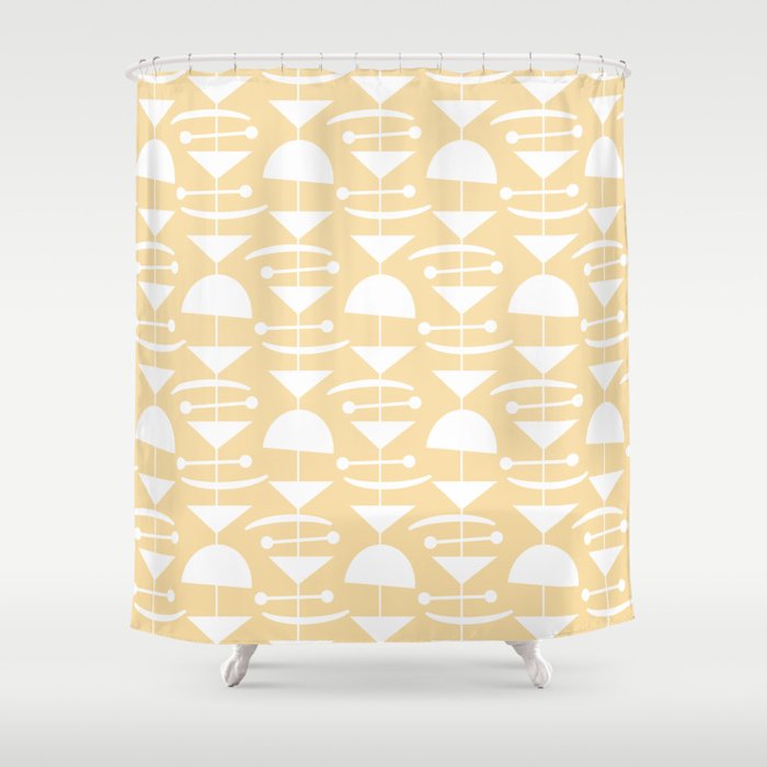 Retro Mid Century Modern Abstract Mobile 731 Creamy Yellow Shower Curtain