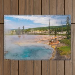 Yellowstone National Park Geyser Landscape Photography Print Outdoor Rug