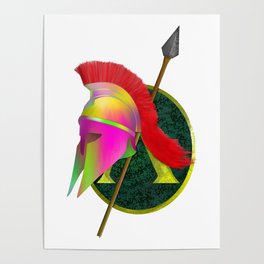 Spartan Helmet Colorful Poster