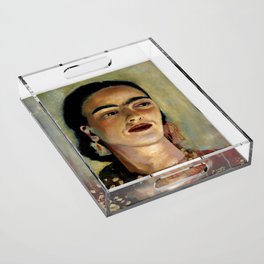 Portrait of Frida the Dove Acrylic Tray