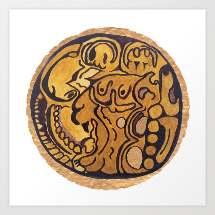 Mayan Jaguar Coin Art Print By Dragonkukulcan Society6