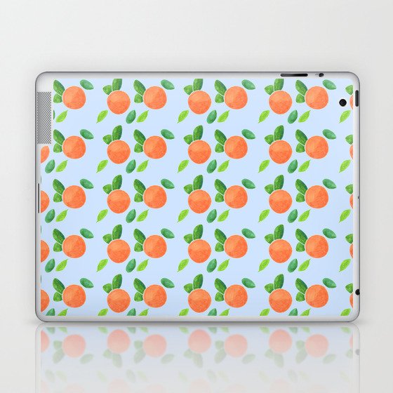 Peaches on Blue - Hand-painted Watercolour Laptop & iPad Skin