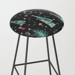 Chalk it Up to a Happy Holiday - Simple Chalk Christmas Pattern Bar Stool
