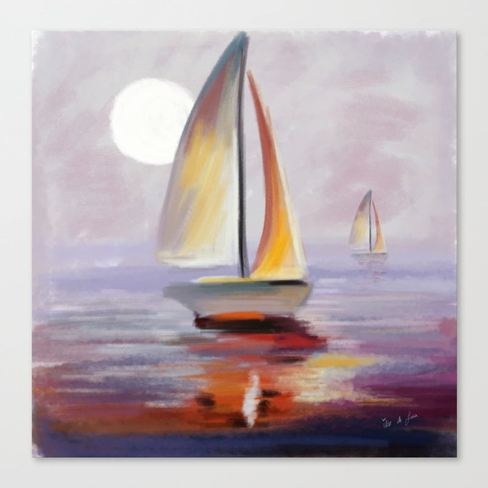 Out on a sail boat Canvas Print