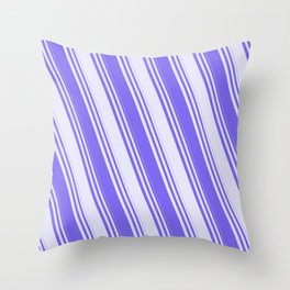 [ Thumbnail: Medium Slate Blue & Lavender Colored Striped Pattern Throw Pillow ]