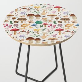 Watercolor forest mushroom illustration and plants Side Table