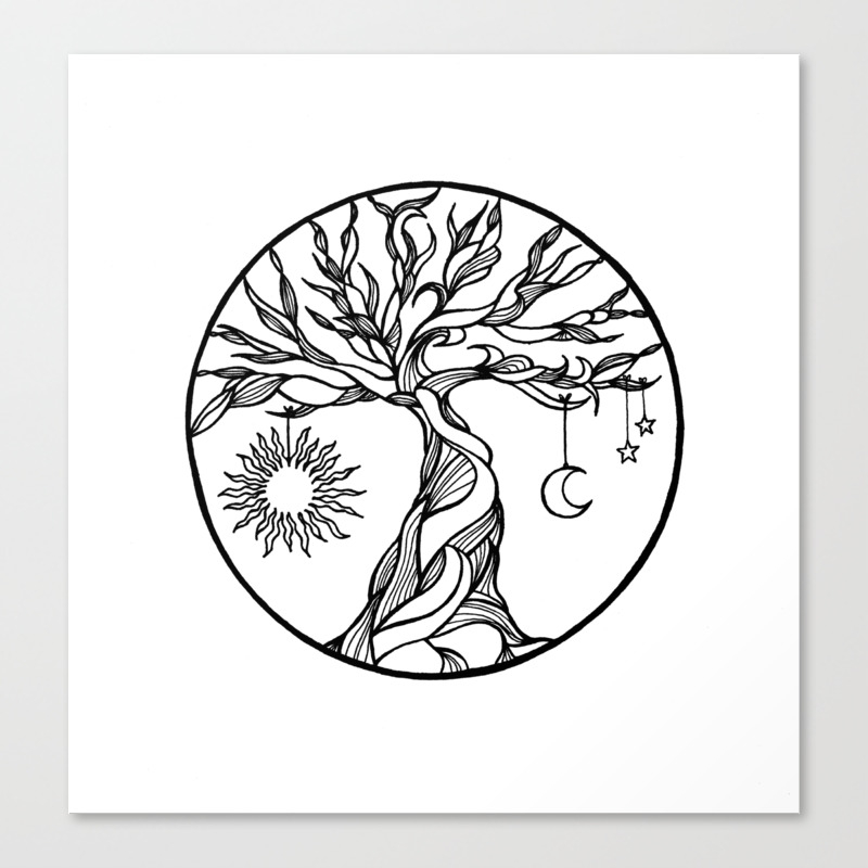 Black And White Tree Of Life With Hanging Sun Moon And Stars I Canvas Print By Vikkart Society6,Blue Line On Facebook Profile Picture