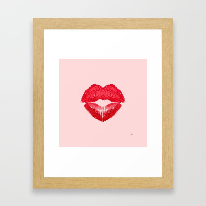 Kiss heart. (background light pink) Framed Art Print
