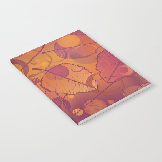 Floating Leaves Pattern III - Autumn, Pink Violet Notebook