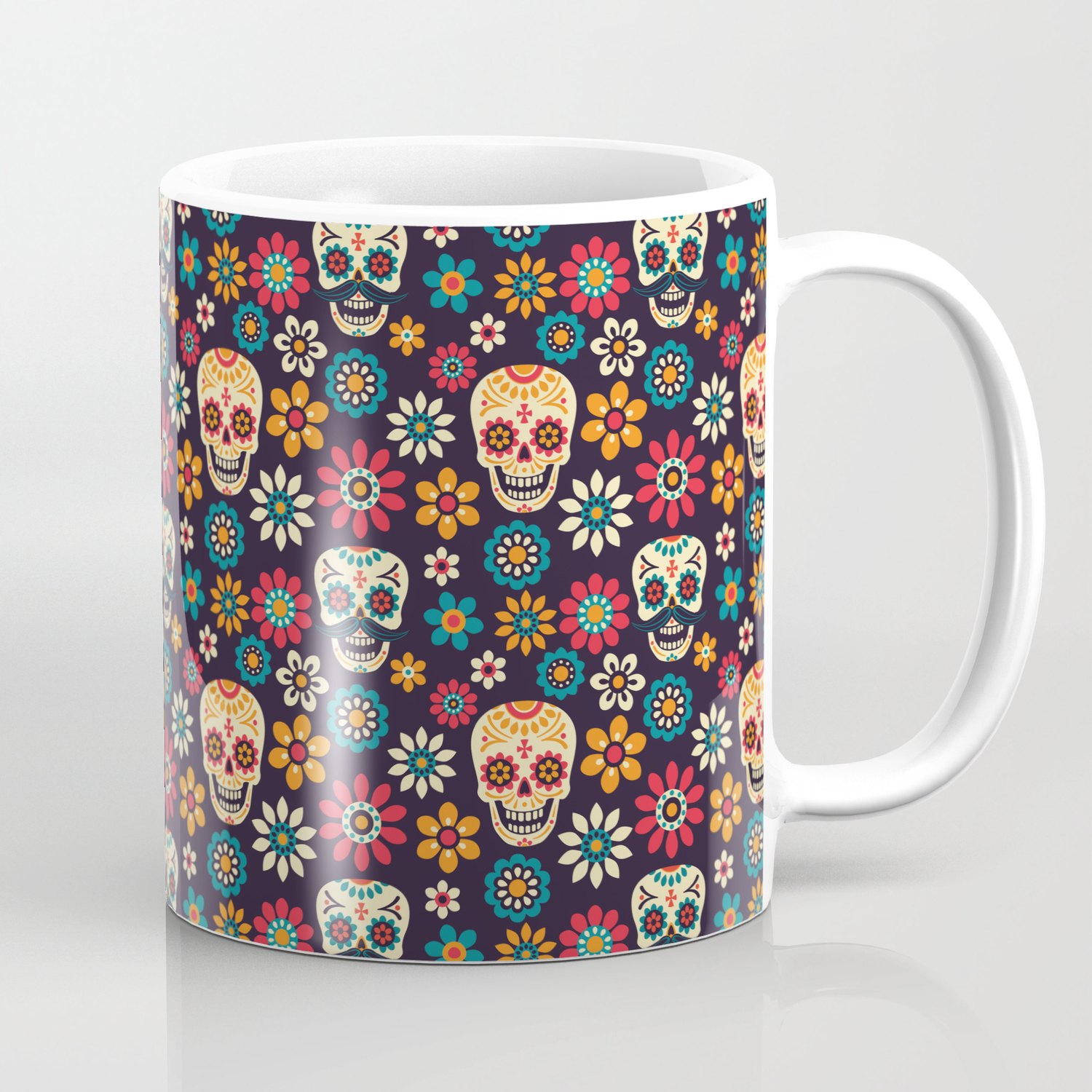 Three Sugar Skull Mugs Skull Coffee Mug Skull Gifts Day Of The Dead Coffee Mug 