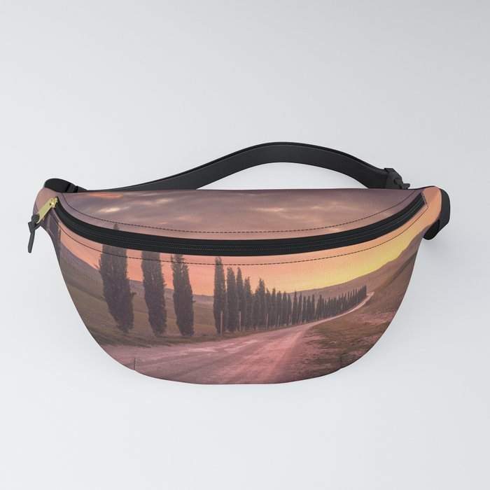 Cypress tree lined road in the countryside of Tuscany, Italy Fanny Pack