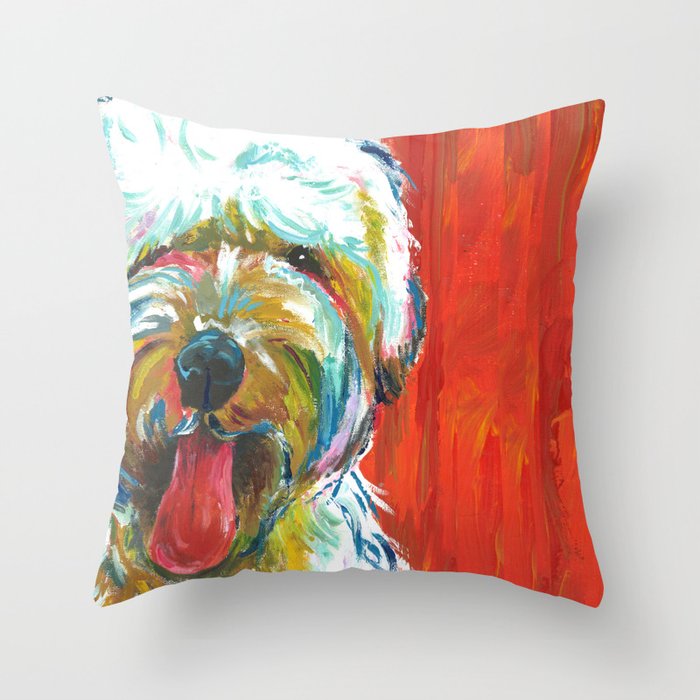 Soft Coated Wheaten Terrier Colorful Throw Pillow By