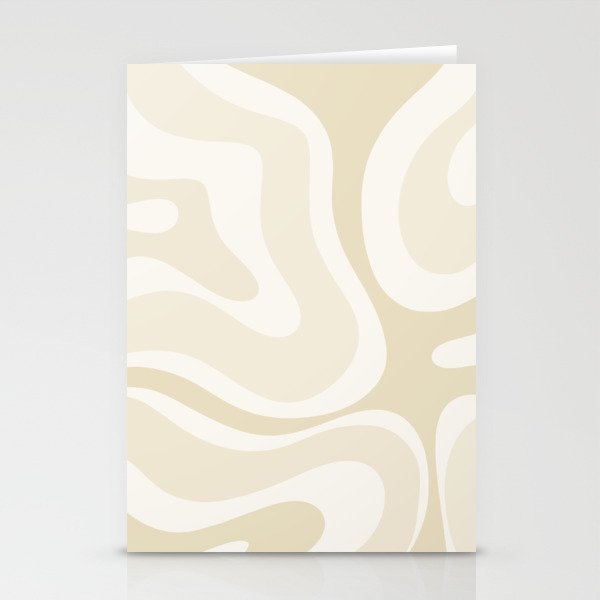 Modern Retro Liquid Swirl Abstract in Light Linen Beige Stationery Cards