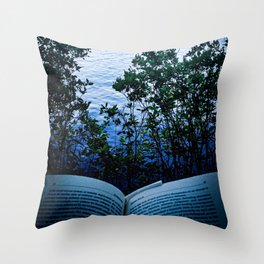 Reading Books by the Lake Throw Pillow