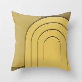 Minimal Yellow Gold Zen Lines Curvature Throw Pillow