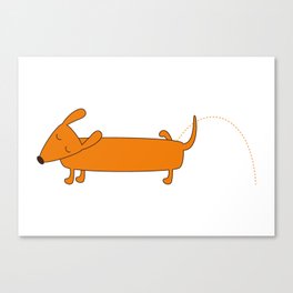 Cute pissing dachshund Canvas Print