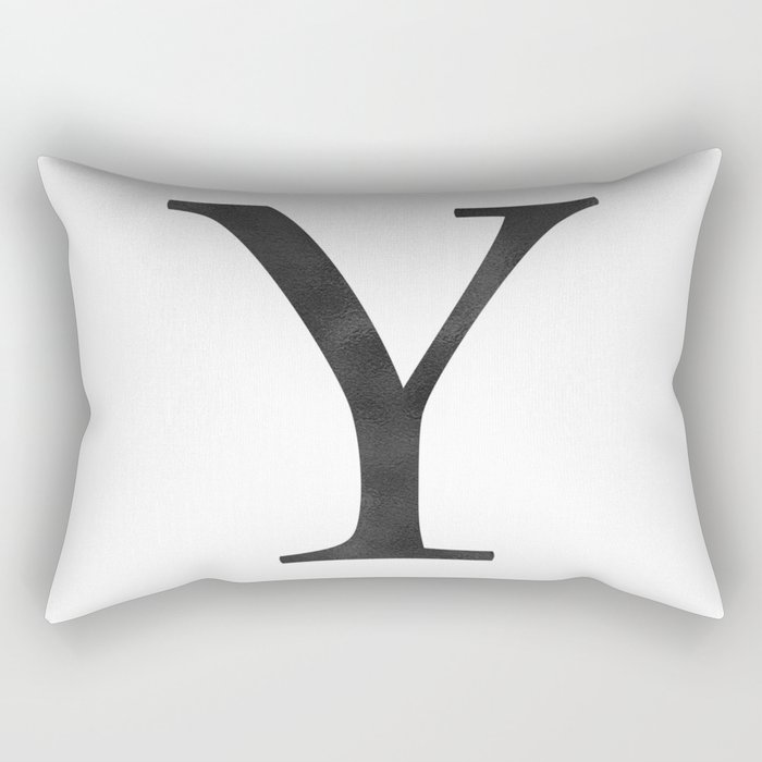 Letter Y Initial Monogram Black and White Rectangular Pillow