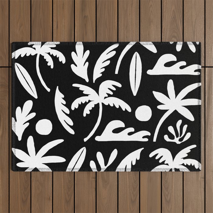 Surf haven - bw Outdoor Rug