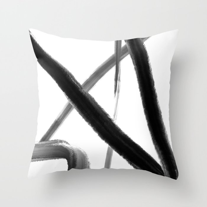 Minimalist Black Paintstrokes Throw Pillow