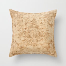 Oriental Style Antique Persian Vintage Rug Beige Throw Pillow