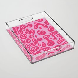 Hot Pink Dripping Smiley Acrylic Tray