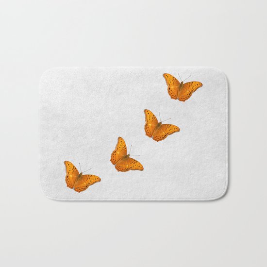 Beautiful butterflies on a textured white background Bath Mat
