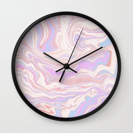 Liquid swirl retro contemporary abstract in light soft pink Wall Clock