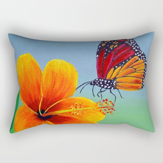 Lily with Butterfly Rectangular Pillow