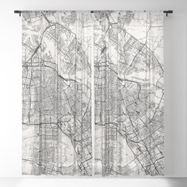 Vintage Amsterdam City Map - Netherlands - Black and White Sheer Curtain