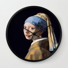 Vermeer, Girl with a Pearl Earring,Meisje met de parel,La joven de la perla Wall Clock