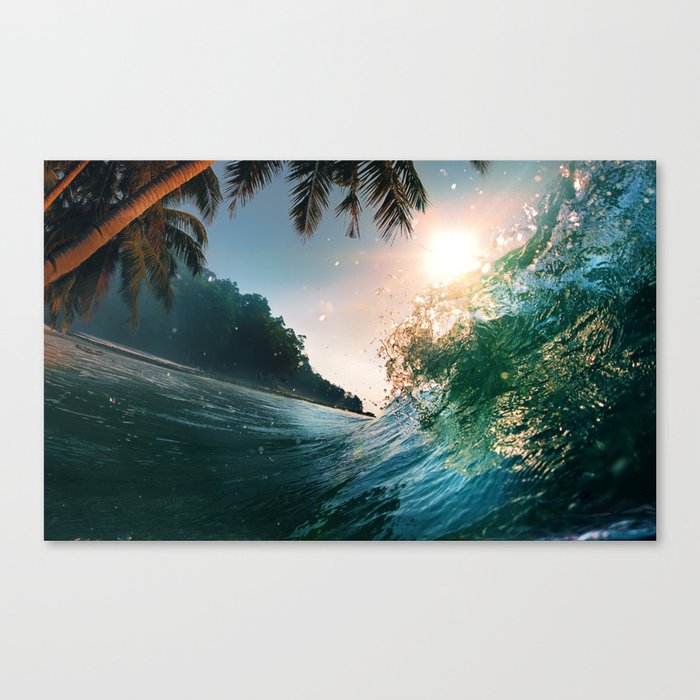 Photography - Beach - Waves - Palm Trees - Ocean  Canvas Print