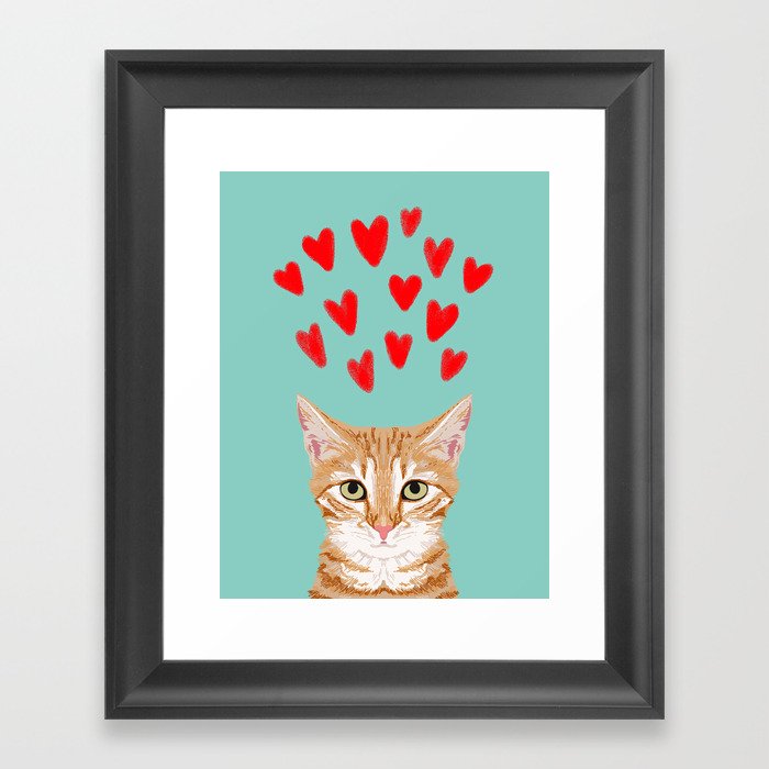 Mackenzie - Orange Tabby Cute Valentines Day Kitten Girly Retro Cat Art cell phone Framed Art Print