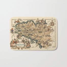 1951 Vintage Map of Brittany, France. Bath Mat | Vintagemap, Bretagne, Dinan, Nantes, Avoiedauphine, Vannes, Painting, Maine, Champagne, 50S 
