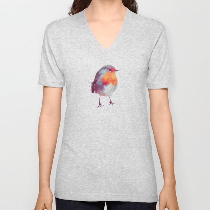 Winter Robin V Neck T Shirt