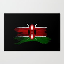 Kenya flag brush stroke, national flag Canvas Print