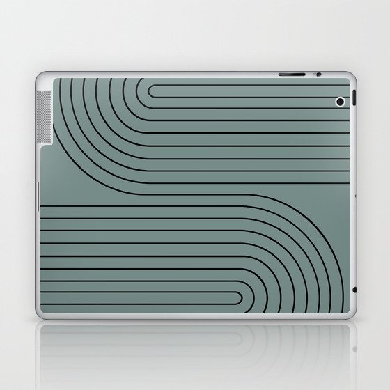 Minimal Line Curvature LXVII Neutral Teal Mid Century Modern Arch Abstract Laptop & iPad Skin