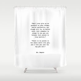 Mr. Rogers | Typewriter Style Quote Shower Curtain