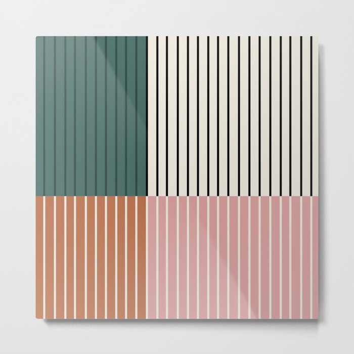Color Block Line Abstract V Metal Print