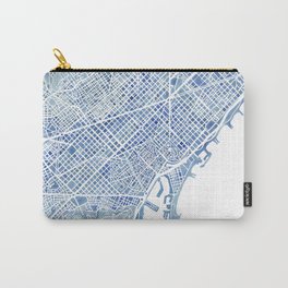 Barcelona Blueprint Watercolor City Map Carry-All Pouch