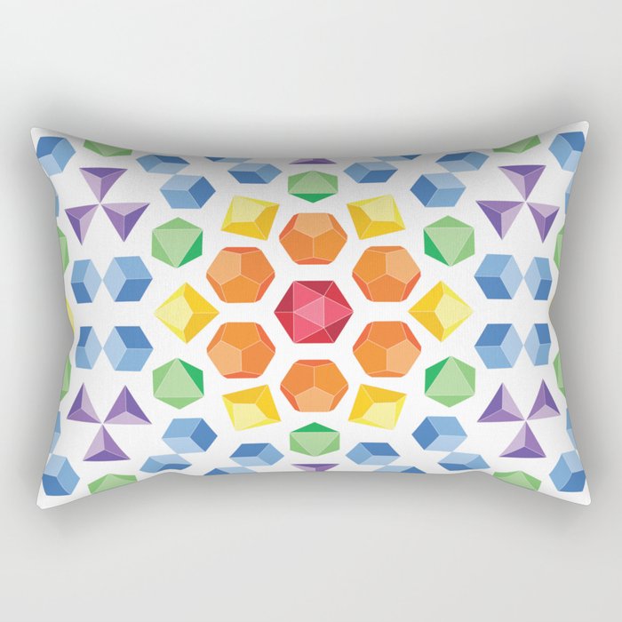Rainbow Polyhedral Dice Rectangular Pillow