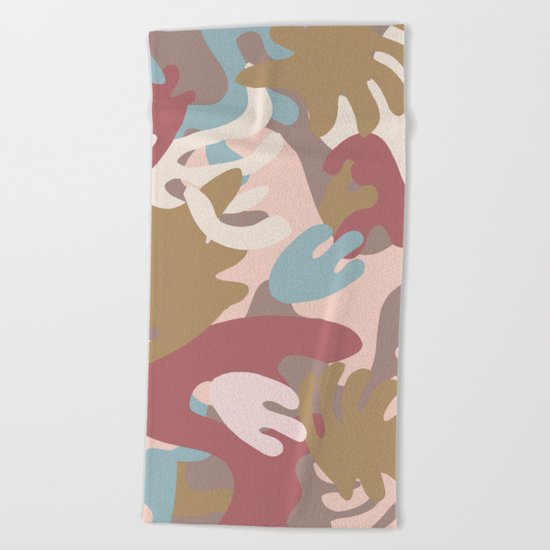 Abstract Leaf Motif Beach Towel