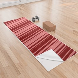 [ Thumbnail: Light Coral & Maroon Colored Stripes Pattern Yoga Towel ]