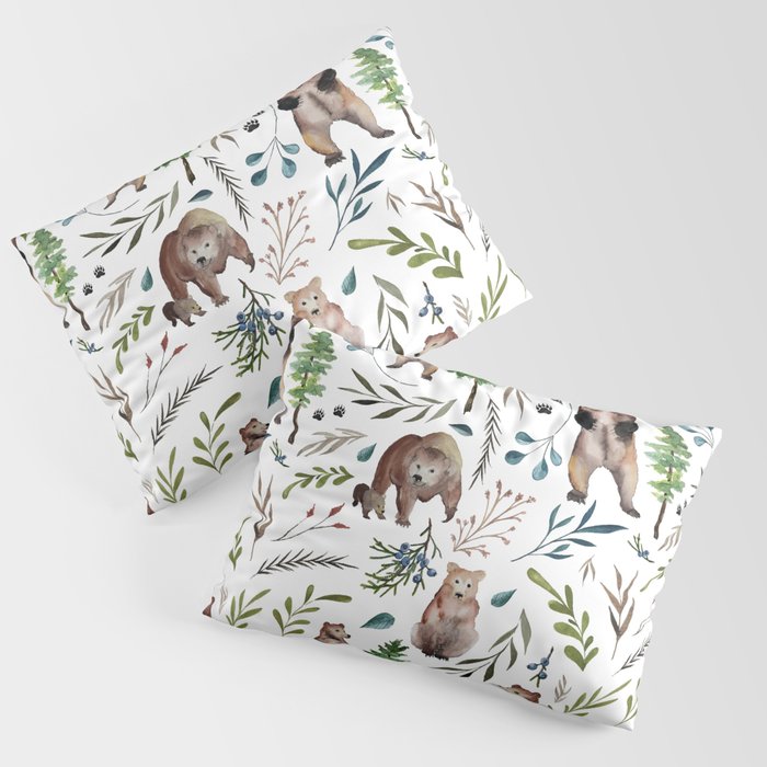 Bears, trees, and leaves pattern Pillow Sham