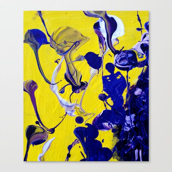 Ultra Violet Blue Yellow Abstract Paint Canvas Print