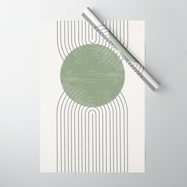 Mid century Green Moon Shape  Wrapping Paper