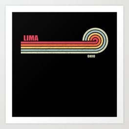 Lima Ohio City State Art Print | State, Gift, Classic, Lima, Graphicdesign, Colored, Retro, 80S, Us State, 90S 