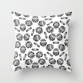 Abstract Black and White Ink Floral Pattern Throw Pillow