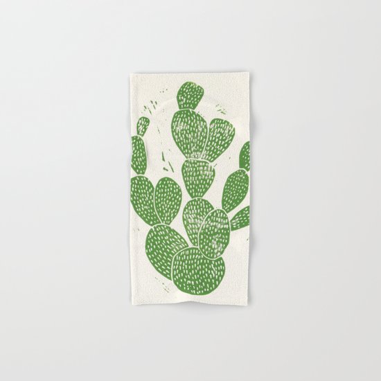 Linocut Cactus #1 Hand & Bath Towel